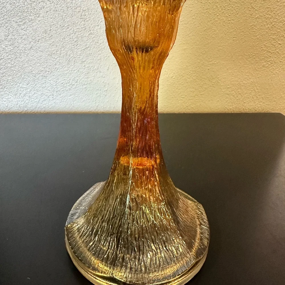 Marigold carnival glass candle stick holder‎